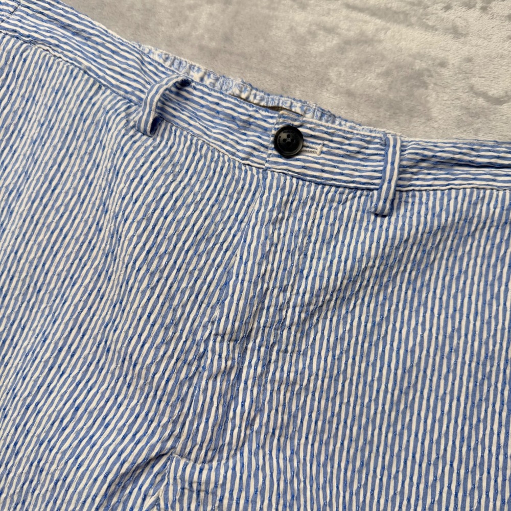 Robert Graham Mens Seersucker Striped Classic Fit Shorts Blue White 40 Preppy